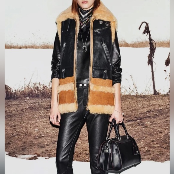 Coach shearling and leather vest XXS - Picture 6 of 11